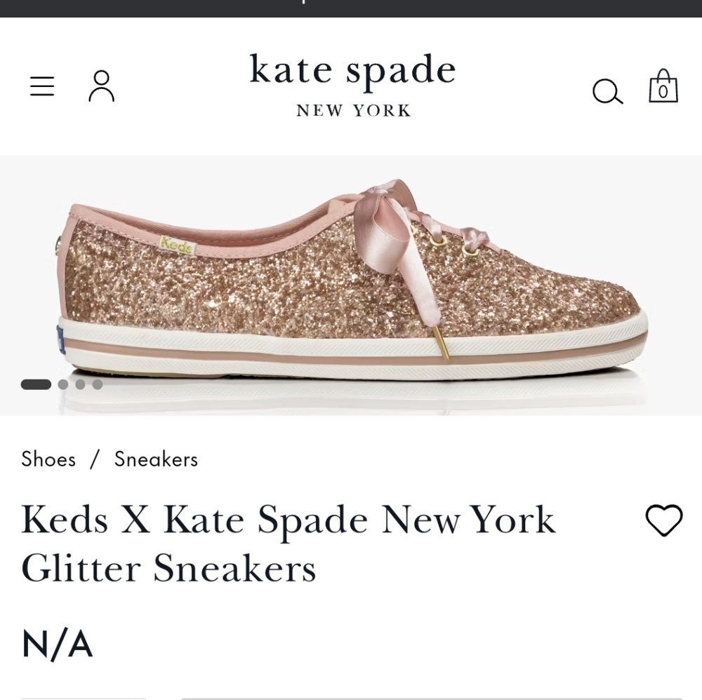 [US6.5] KEDS x KATE SPADE Rose Gold Glitter Sneakers BNIB - Picture 4 of 5